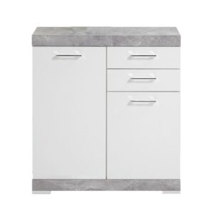 Wohnli Möbelsuche - Sideboard mit 2 Türen und 2 Schubladen L80cm - Weiß und Grau