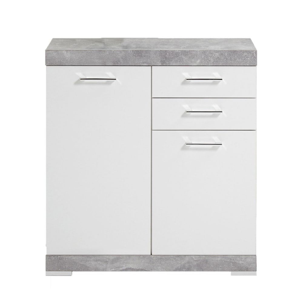 wohnli-moebel-suche-M22064980 Wohnli Möbelsuche - Sideboard mit 2 Türen und 2 Schubladen L80cm - Weiß und Grau