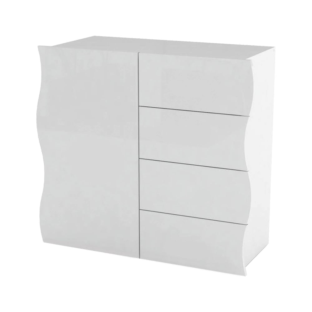 Wohnli Möbelsuche - Hochglanzweißes Sideboard in Holzoptik