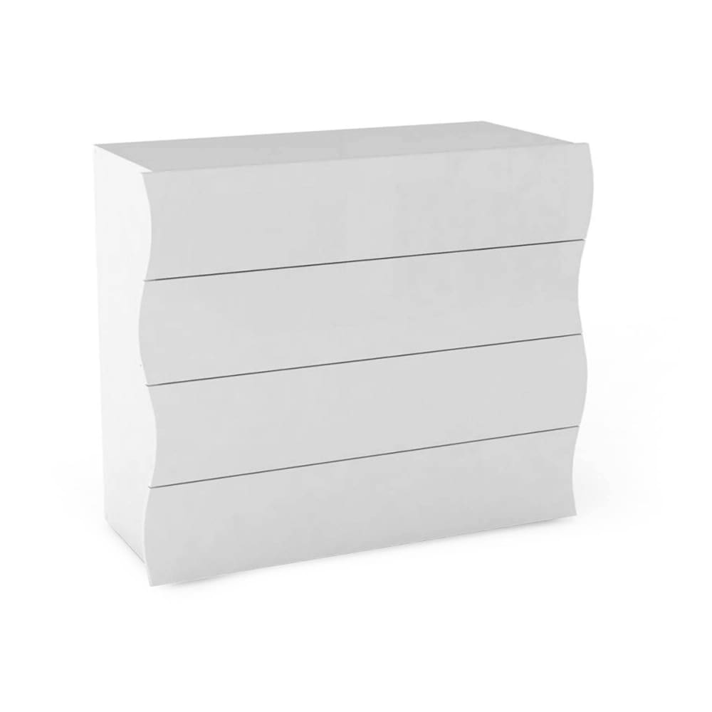 Wohnli Möbelsuche - Hochglanzweiße Kommode in Holzoptik