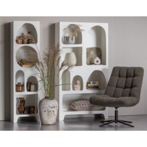 Weißes Holzregal mit Nischen 0x180x48cm Holz Weiß WOOOD Möbel Wohnzimmermöbel Regale