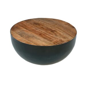 wohnli-moebel-suche-M22072811-1 Runde Couchtisch aus massivem Holz und Metall D70 cm 70x33x70cm Holz Schwarz Maison Pavane Möbel Wohnzimmermöbel Couchtische