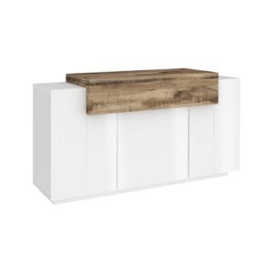 Wohnli Möbelsuche - Hochglanzweißes Sideboard in Holzoptik