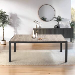 wohnli-moebel-suche-M22073579-1 Rechteckiger moderner Tisch aus Aluminium und Keramik Braun 166x74x100cm Aluminium Braun Oviala Möbel Esszimmermöbel Esstische