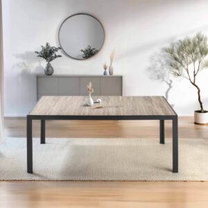 wohnli-moebel-suche-M22073580-1 Rechteckiger moderner Keramiktisch Braun 146x74x100cm Aluminium Braun Oviala Möbel Esszimmermöbel Esstische