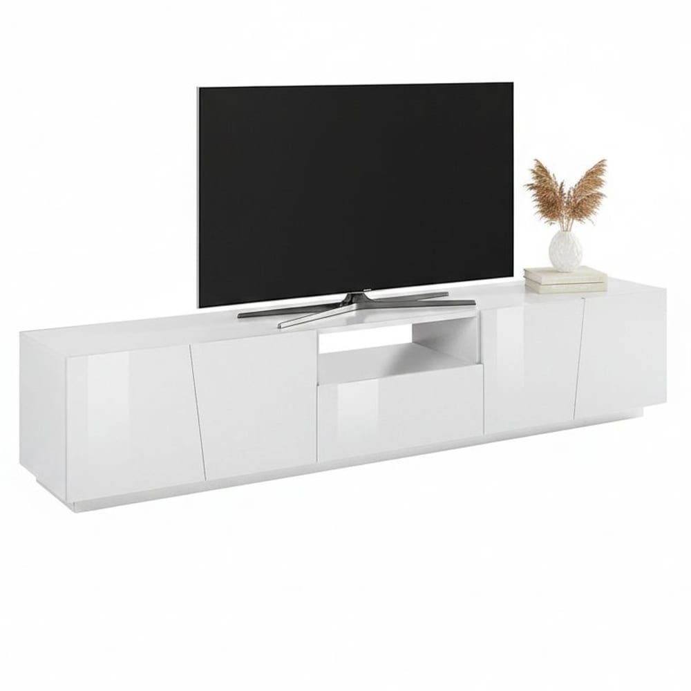 wohnli-moebel-suche-M22073823 Wohnli Möbelsuche - Dmora TV-Schrank Paul 220x43x46 cm Weiß Hochglanz: Ein Regal