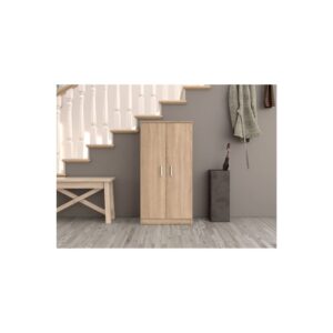 wohnli-moebel-suche-M22074258-1 Schuhschrank 2 Türen (30 Paar) - H108cm - Dekor Eiche 55x108x36cm Spanplatte Braun Usinestreet Möbel Flurmöbel Schuhschränke