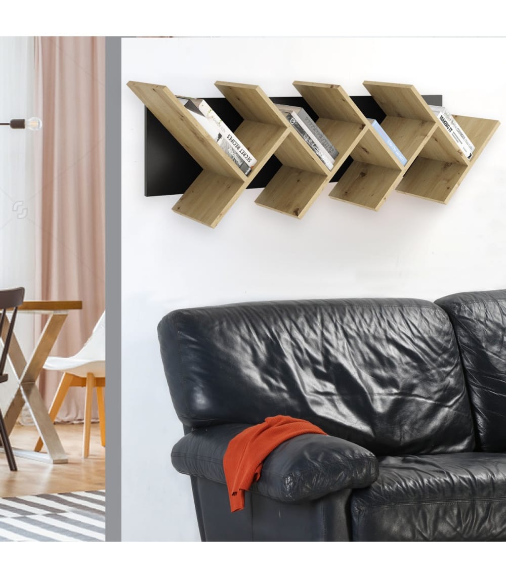 Wandregal für Bücher L127.5 cm - Braun 127x38x25cm Spanplatte Braun Calicosy Möbel Wohnzimmermöbel Bücherregale