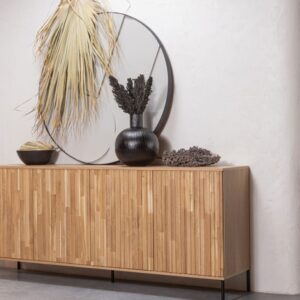 wohnli-moebel-suche-M22079983-1 Kommode aus Eichenholz mit Gravur 200x85x0cm Holz Braun WOOOD Möbel Esszimmermöbel Sideboards, Highboards & niedrige Anrichten
