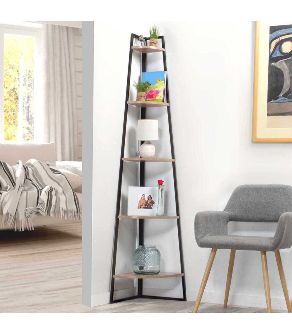 34x180x34cm Metall Schwarz Toilinux Möbel Wohnzimmermöbel Regale