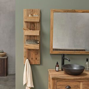 30x100x30cm Holz Beige BERAH GETAH Möbel Badezimmermöbel Bad-Hochschränke