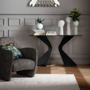 140x81x45cm Stahl Schwarz Kare Design Möbel Wohnzimmermöbel Konsolentische