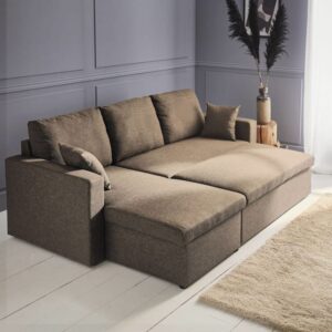 wohnli-moebel-suche-M22085855-1 Ecksofa wendbar Stoffsofa Braun - IDA - 3-Sitzer 219x68x84cm Stoff Braun sweeek Sofas und Sessel Sofas Schlafsofas