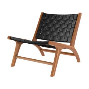 wohnli-moebel-suche-M22085872 Wohnli Möbelsuche - Teak-Sessel mit schwarzem geflochtenem Leder