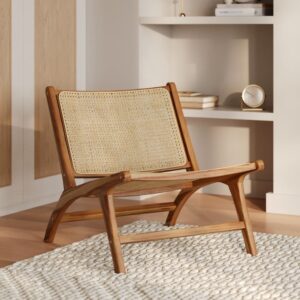wohnli-moebel-suche-M22085873-1 Teakstuhl mit Rattangeflecht 65x70x76cm Rattan Braun Maison Pavane Sofas und Sessel Sessel, Poufs und Fußbänke Sessel