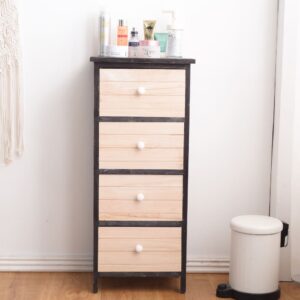 Kommode mit 4 Schubladen im Vintage-Stil aus weißem und grauem Holz 35x81x25cm Holz Weiß Mobili Rebecca Möbel Schlafzimmermöbel Aufbewahrungsmöbel