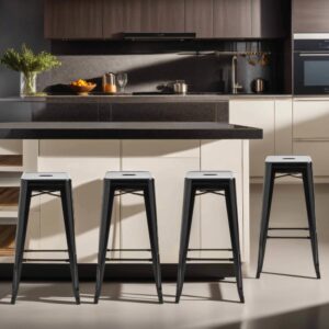 wohnli-moebel-suche-M22090793-1 4 Barhocker aus Stahl mit Epoxid-Finish Schwarz 43x76x43cm Stahl Schwarz Oviala Möbel Wohnzimmermöbel Hocker