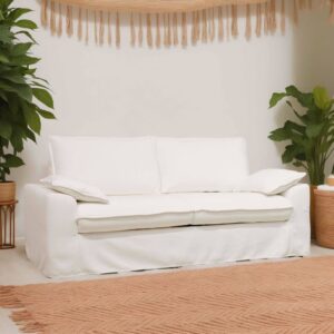 Schlafsofa aus Stoff 3-Sitzer Weiß 205x88x97cm Stoff Weiß Oviala Sofas und Sessel Sofas Schlafsofas