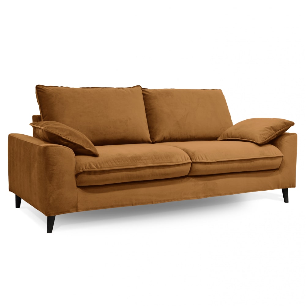 Wohnli Möbelsuche - 3-Sitzer-Samtsofa Braun