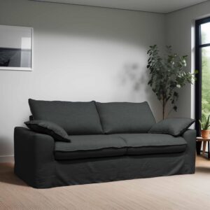Wendbares Stoffsofa Grau 205x88x97cm Leinen Grau Oviala Sofas und Sessel Sofas Schlafsofas