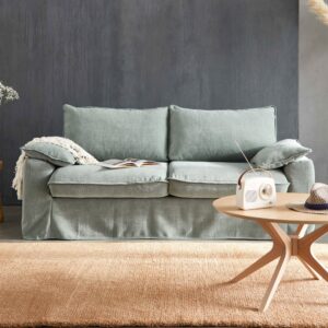 Schlafsofa aus Stoff 3-Sitzer Grau 205x88x97cm Stoff Grau Oviala Sofas und Sessel Sofas Schlafsofas