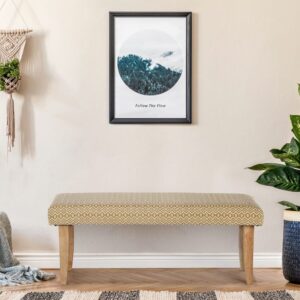wohnli-moebel-suche-M22095495-1 Sitzbank 120x48x40 cm gepolstert mit Stoffbezug Weiß-Gold Holzbeine 120x48x40cm Stoff Gold WOMO-DESIGN Möbel Esszimmermöbel Sitzbank und Holzbank
