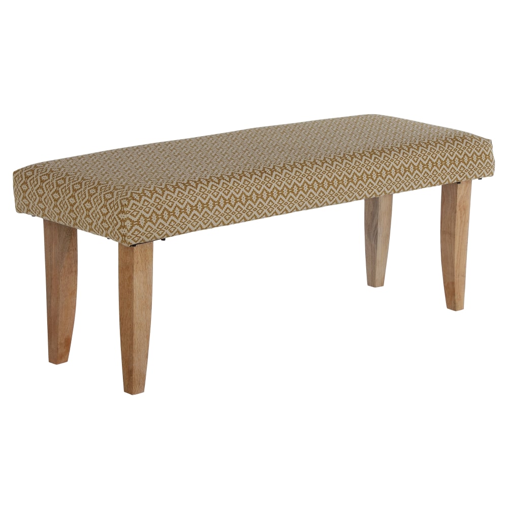 Wohnli Möbelsuche - Sitzbank 120x48x40 cm gepolstert mit Stoffbezug Weiß-Gold Holzbeine