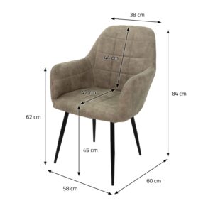 58x84x60cm Samt Beige ECD Germany Möbel Esszimmermöbel Stühle