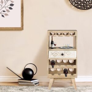 Weinregal aus Naturholz 45 x 90 x 40 cm 45x90x40cm Holz Braun WOMO-DESIGN Möbel Esszimmermöbel Barmöbel