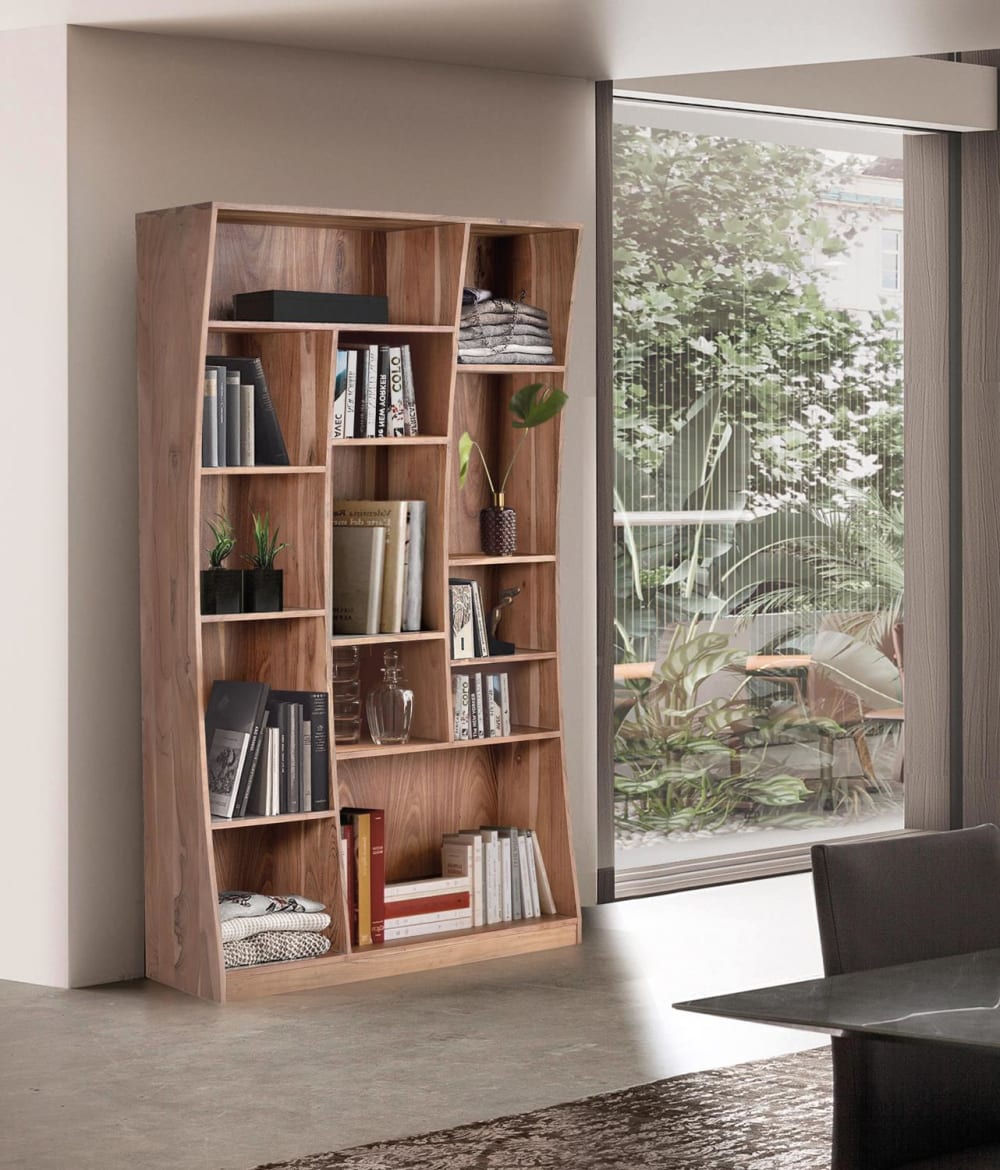 Bücherregal in Akazie 120x200x38cm Holz Braun GINER Y COLOMER Möbel Wohnzimmermöbel Bücherregale