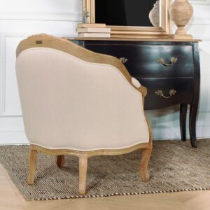 wohnli-moebel-suche-M22101520-1 Bergère-Sessel aus Massivholz und Naturleinen Beige 71x89x73cm Holz Beige Robin des Bois Sofas und Sessel Sessel, Poufs und Fußbänke Sessel