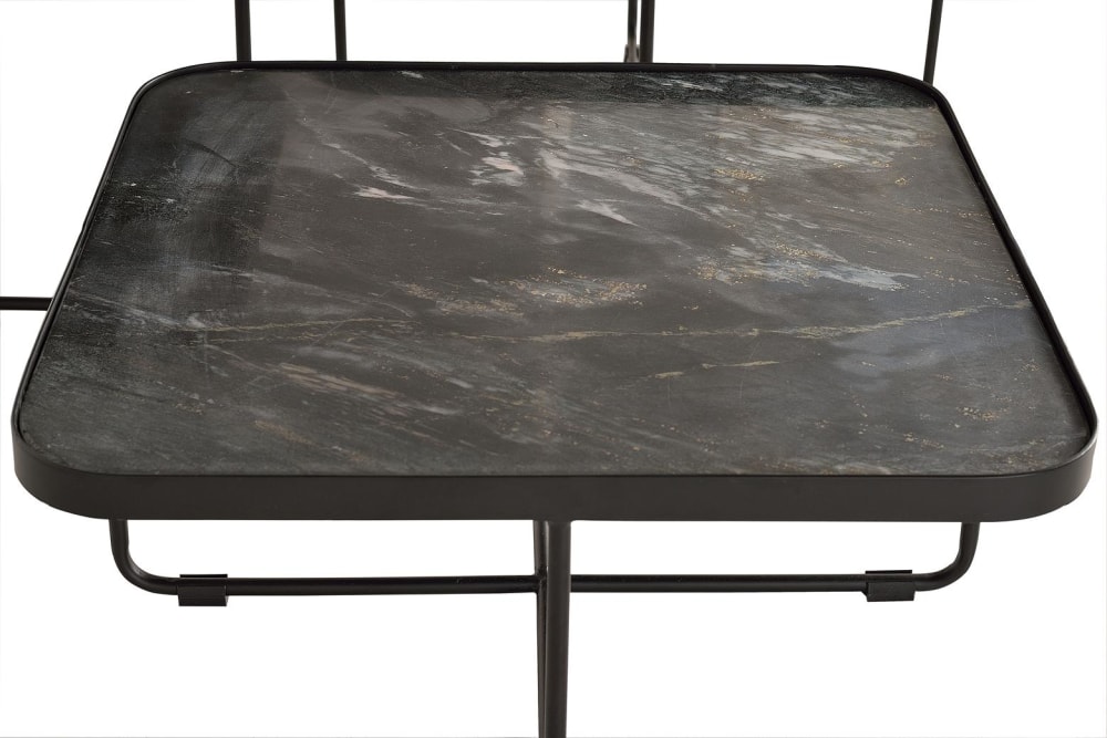 Set mit 3 Tischen aus Marmor und Metall 66x54x66cm Marmor Schwarz GINER Y COLOMER Möbel Wohnzimmermöbel Beistelltische