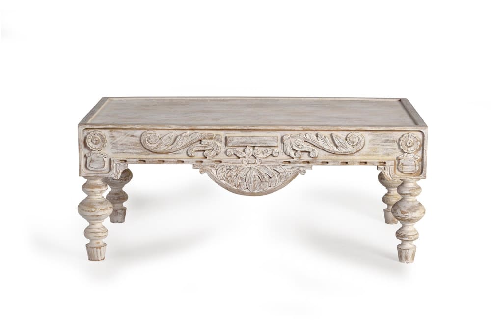 Couchtisch aus Mangoholz 110x45x60cm Holz Weiß GINER Y COLOMER Möbel Wohnzimmermöbel Couchtische