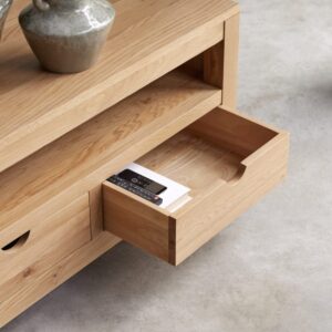 wohnli-moebel-suche-M22103881-1 TV-Schrank aus massiver Eiche 200 cm 200x50x45cm Holz Beige Tikamoon Möbel Wohnzimmermöbel TV-Möbel