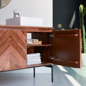 Waschtischunterschrank aus Palisander 155 cm 155x83x57cm Holz Braun Tikamoon Möbel Badezimmermöbel Waschtische