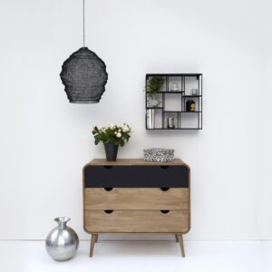 wohnli-moebel-suche-M22105780-1 Quadratisches Wandregal aus Metall Schwarz matt 51x51x15cm Metall Schwarz Decoclico Möbel Wohnzimmermöbel Regale