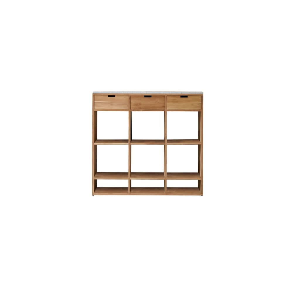 Wohnli Möbelsuche - Konsole aus massivem Teak mit Premium-Terrazzo White