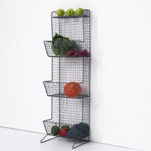 Standregal mit 3 Körben Greed 35x125x28cm Metall Grau Decoclico Möbel Wohnzimmermöbel Regale