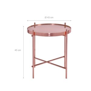 wohnli-moebel-suche-M22108584-1 BeistelltischØ43x45 cm rund in Kupfer mit Metallgestell und Glasplatte 43x45x43cm Metall Kupfer WOMO-DESIGN Möbel Wohnzimmermöbel Couchtische