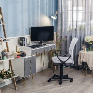 Bürostuhl mit Armlehnen aus Nylon und Stoff Weiß 57x84x58cm Stoff Weiß Nordlys Möbel Büromöbel Bürostühle