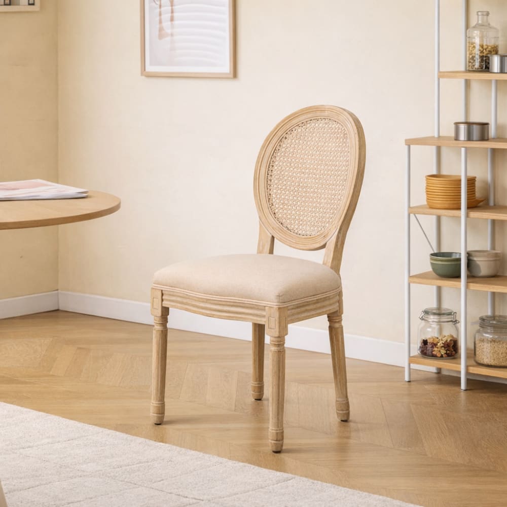 wohnli-moebel-suche-M22111045 Wohnli Möbelsuche - Esszimmerstühle (2er Set) aus Massivholz und Rattan Beige