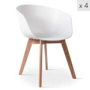 wohnli-moebel-suche-M22111050 Wohnli Möbelsuche - Esszimmerstühle (4er Set) aus Holz und Polypropylen Weiß
