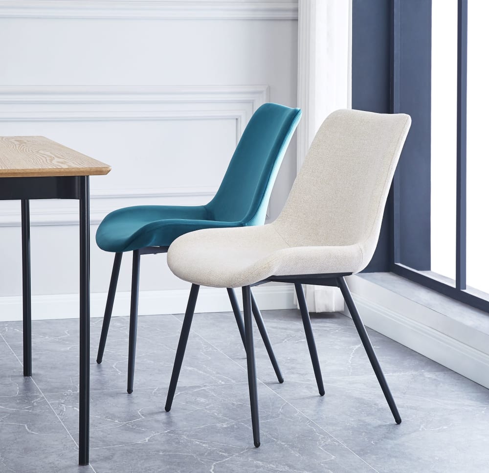 Polsterstühle (2er Set) aus Metall und Stoff Beige 50x84x54cm Stoff Beige Nordlys Möbel Esszimmermöbel Stühle