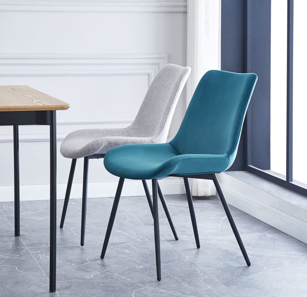 Polsterstühle (2er Set) aus Metall und Stoff Grau 50x84x54cm Stoff Grau Nordlys Möbel Esszimmermöbel Stühle