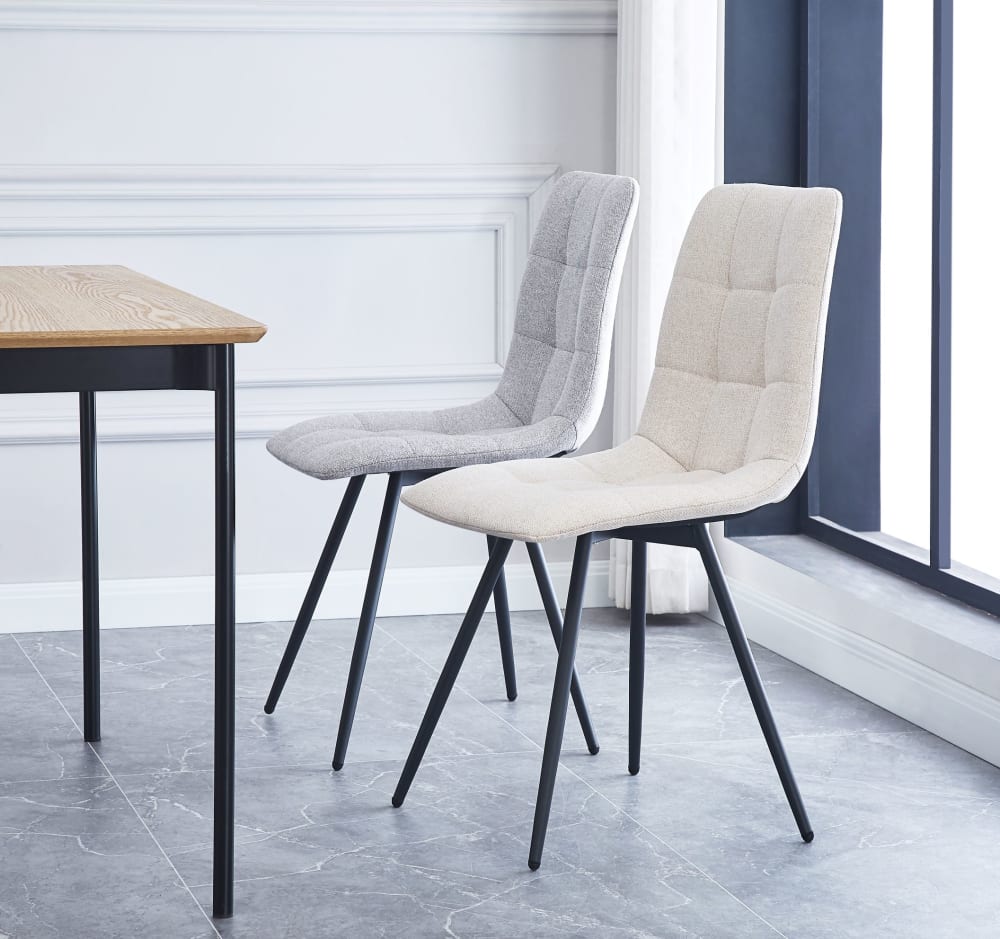 Polsterstühle (2er Set) aus Metall und Stoff Beige 55x85x45cm Stoff Beige Nordlys Möbel Esszimmermöbel Stühle