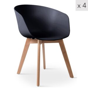 wohnli-moebel-suche-M22111078 Wohnli Möbelsuche - Esszimmerstühle (4er Set) aus Holz und Polypropylen Schwarz