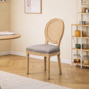 wohnli-moebel-suche-M22111082-1 Esszimmerstühle (2er Set) aus Massivholz und Rattan Dunkelgrau 58x95x50cm Holz Grau Nordlys Möbel Esszimmermöbel Stühle