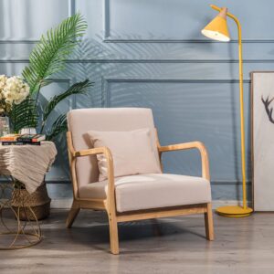 wohnli-moebel-suche-M22111091-1 Polstersessel aus Massivholz und Stoff Beige 80x74x64cm Holz Beige Nordlys Sofas und Sessel Sessel, Poufs und Fußbänke Sessel