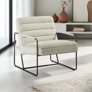 wohnli-moebel-suche-M22112134-1 Sessel aus Schlingenstoff Weiß 66x71x83cm Stoff Weiß Oviala Sofas und Sessel Sessel, Poufs und Fußbänke Sessel