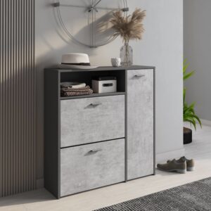 Schuhschrank Holzeffekt anthrazit 92x27h94 cm 92x94x27cm Holz Schwarz Dmora Möbel Flurmöbel Schuhschränke